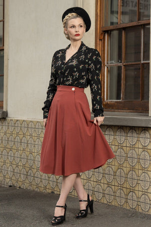 1940s style Knee-length A-line Skirt in Dusty Rose | Weekend Doll  