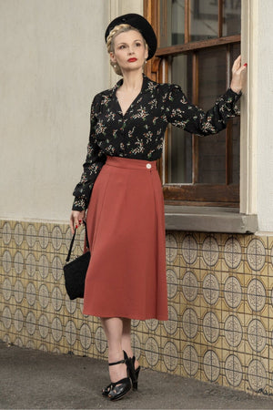 1940s style Knee-length A-line Skirt in Dusty Rose | Weekend Doll  