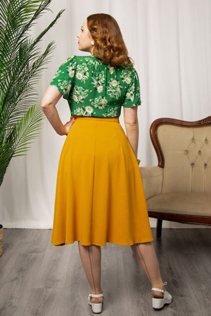 1940s Style Knee-length Swing Skirt in Mustard | Weekend Doll  