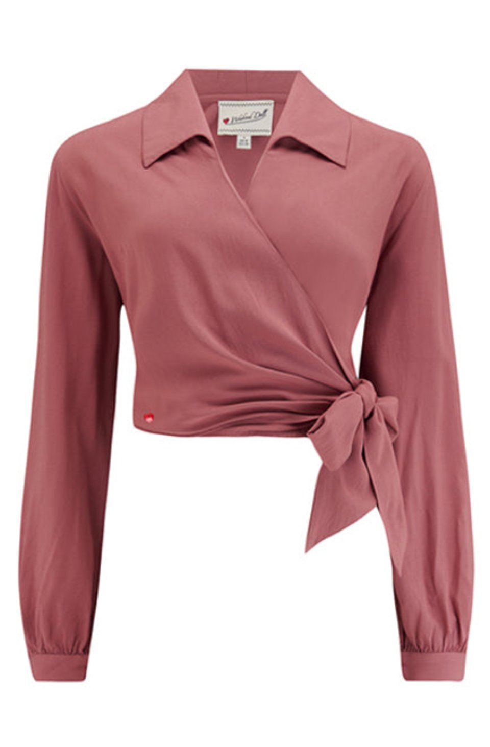 Vintage Inspired Rayon Long Sleeve Grace Wrap Blouse In Rose | 1940s and 50s Style | Weekend Doll 