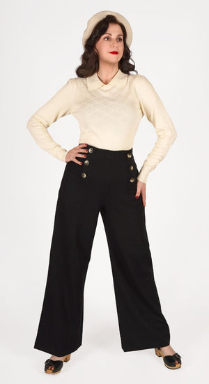 Greta Sailor Pants in Black