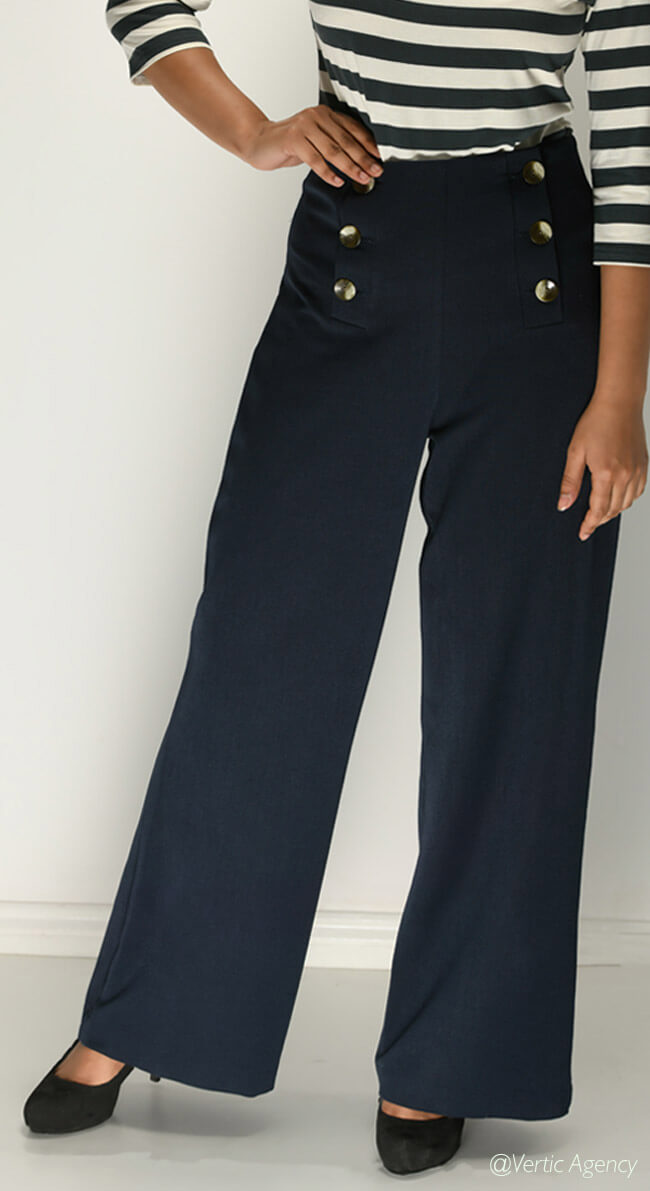 1930s Sailor Style Wide Leg Pants with high waist