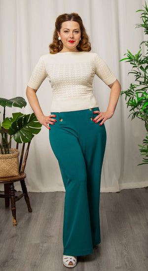 Classic Vintage 1930s Teal Sailor Wide Leg Pants - 1930s & 40s style | Weekend Doll