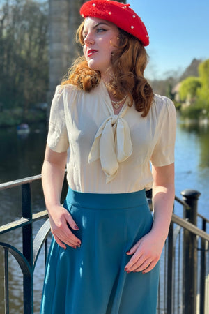 Ingrid Pussy Bow Blouse in Ivory