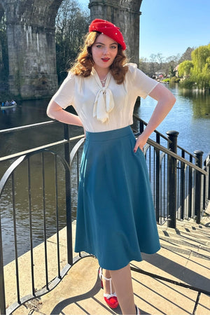 Ingrid Pussy Bow Blouse in Ivory