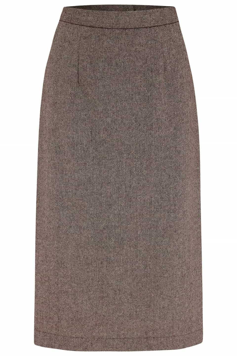 1940s style Knee-length A-line Skirt in Aubergine | Weekend Doll  