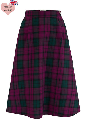 Vintage Purple Tartan Check Knee-length Swing Skirt | 1940s and 1950s Style  | Weekend Doll  