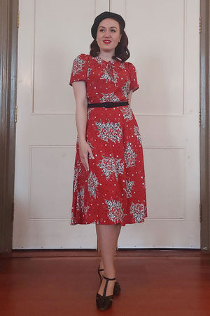 Joan A Line Skirt In Red Floral