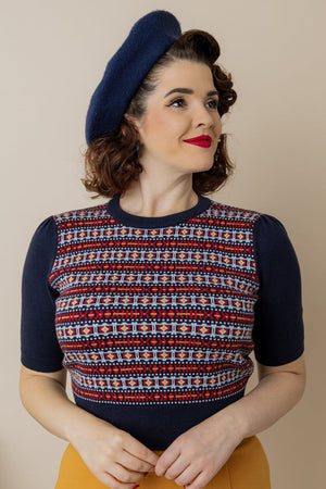 Joan Fair Isle Sweater in Navy