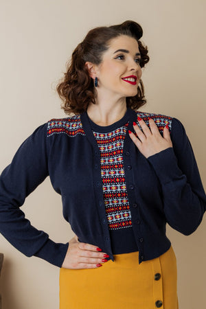 Joan Fair Isle Sweater in Navy