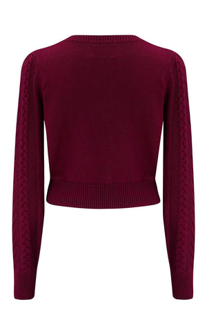 Vintage Inspired Merino Wool and Cotton Mix Burgundy Cardigan | 1940s Style | Weekend Doll