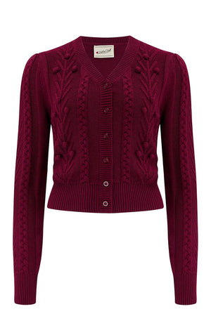 Vintage Inspired Merino Wool and Cotton Mix Burgundy Cardigan | 1940s Style | Weekend Doll