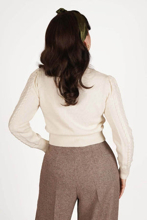 Vintage Inspired Merino Wool and Cotton Mix Cream Cardigan | 1940s Style | Weekend Doll