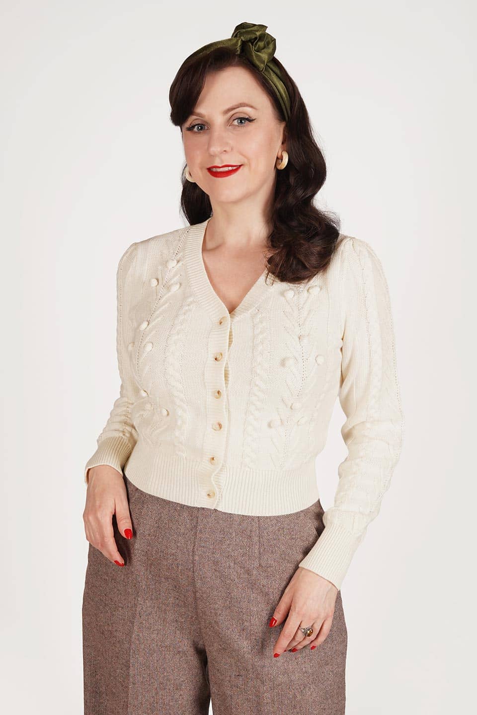 Vintage Inspired Merino Wool and Cotton Mix Cream Cardigan | 1940s Style | Weekend Doll