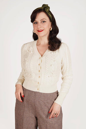 Vintage Inspired Merino Wool and Cotton Mix Cream Cardigan | 1940s Style | Weekend Doll