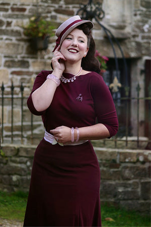 Aubergine Vintage Inspired Below Knee Length Crepe Skirt  | 1930s and 40s Style | Weekend Doll  