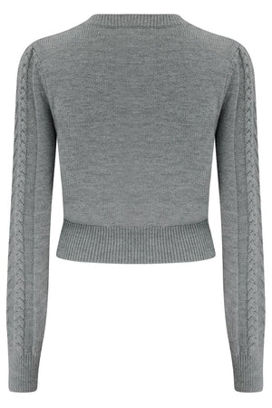 Vintage Inspired 100% Merino Wool Grey Cardigan | 1940s Style | Weekend Doll