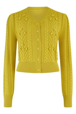 Vintage Inspired 100% Merino Wool Mustard Yellow Cardigan | 1940s Style | Weekend Doll