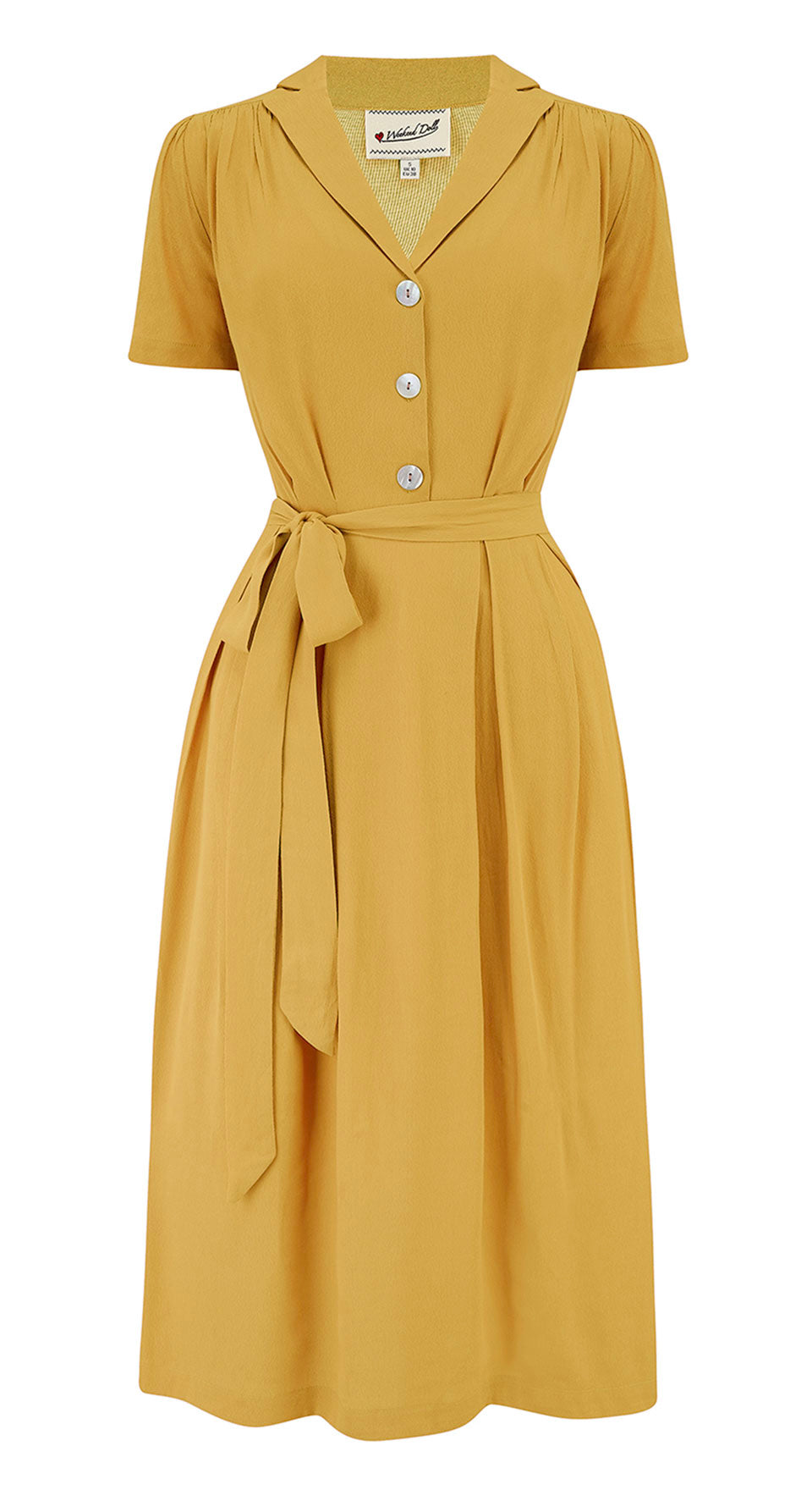 Katherine Sustainable Vintage Inspired Shirt Dress in Mustard  | 1940s & 1950s Style | Weekend Doll 