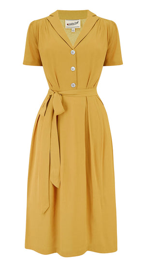 Katherine Sustainable Vintage Inspired Shirt Dress in Mustard  | 1940s & 1950s Style | Weekend Doll 