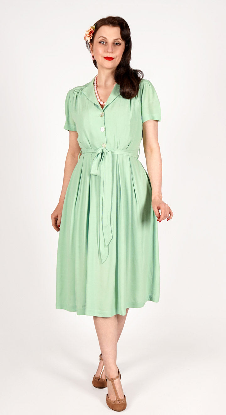 Katherine Sustainable Vintage Inspired 1940s Shirt Dress in Mint Green | 1940s & 1950s Style | Weekend Doll Katherine Sustainable Vintage Inspired 1940s Shirt Dress in Mint Green | 1940s & 1950s Style | Weekend Doll