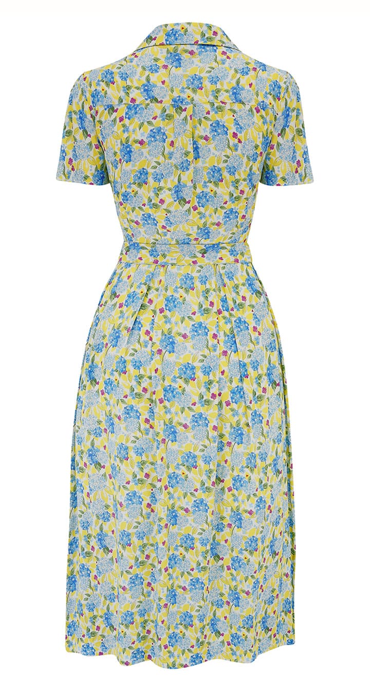 Sustainable Vintage Inspired Shirt Dress in Yellow Floral Print  | 1940s & 1950s Style | Weekend Doll