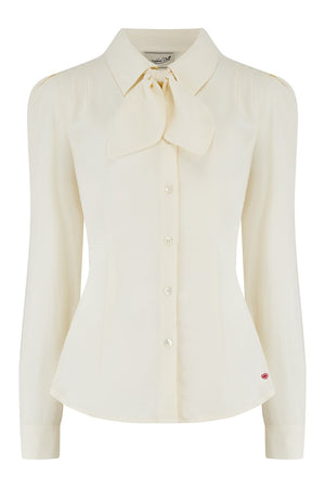 Ivory Long Sleeve Blouse with Detachable Bow | 1940s Style | Weekend Doll