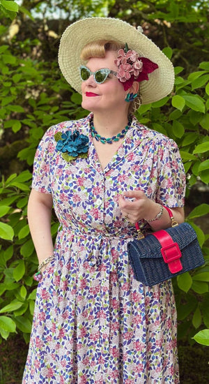 Katherine Sustainable Vintage Inspired Shirt Dress in Purple Hydrangea | 1940s & 1950s Style | Weekend Doll 