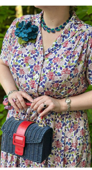 Katherine Sustainable Vintage Inspired Shirt Dress in Purple Hydrangea | 1940s & 1950s Style | Weekend Doll 