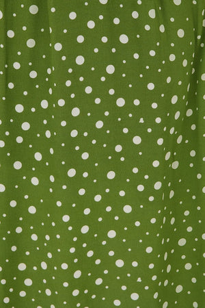 Half Sleeve Classic Blouse in Green Polka Dot, Made in Sustainable Viscose Crepe | 1940s Style | Weekend Doll  