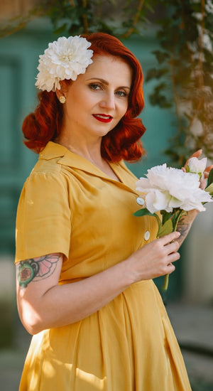 Katherine Shirt Dress in Mustard