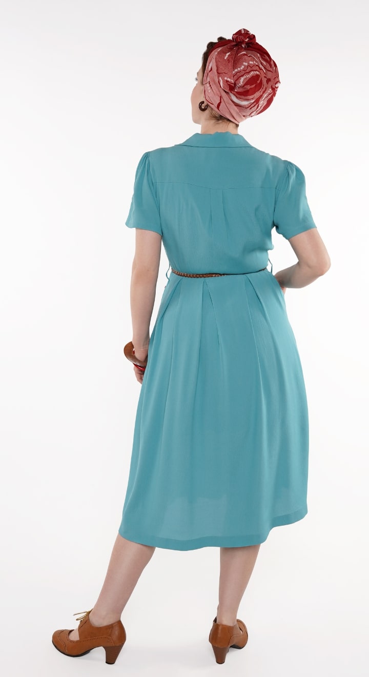 Katherine Sustainable Vintage Inspired Shirt Dress in Teal | 1940s & 1950s Style | Weekend Doll 