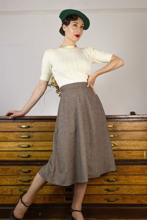 Ivory Vintage Lace Cotton Sweater – 1940s–50s Inspired by Weekend Doll