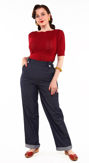 Vintage Western Style Monroe Denim Trousers  | 1930, 40s and  50s style | Weekend Doll
