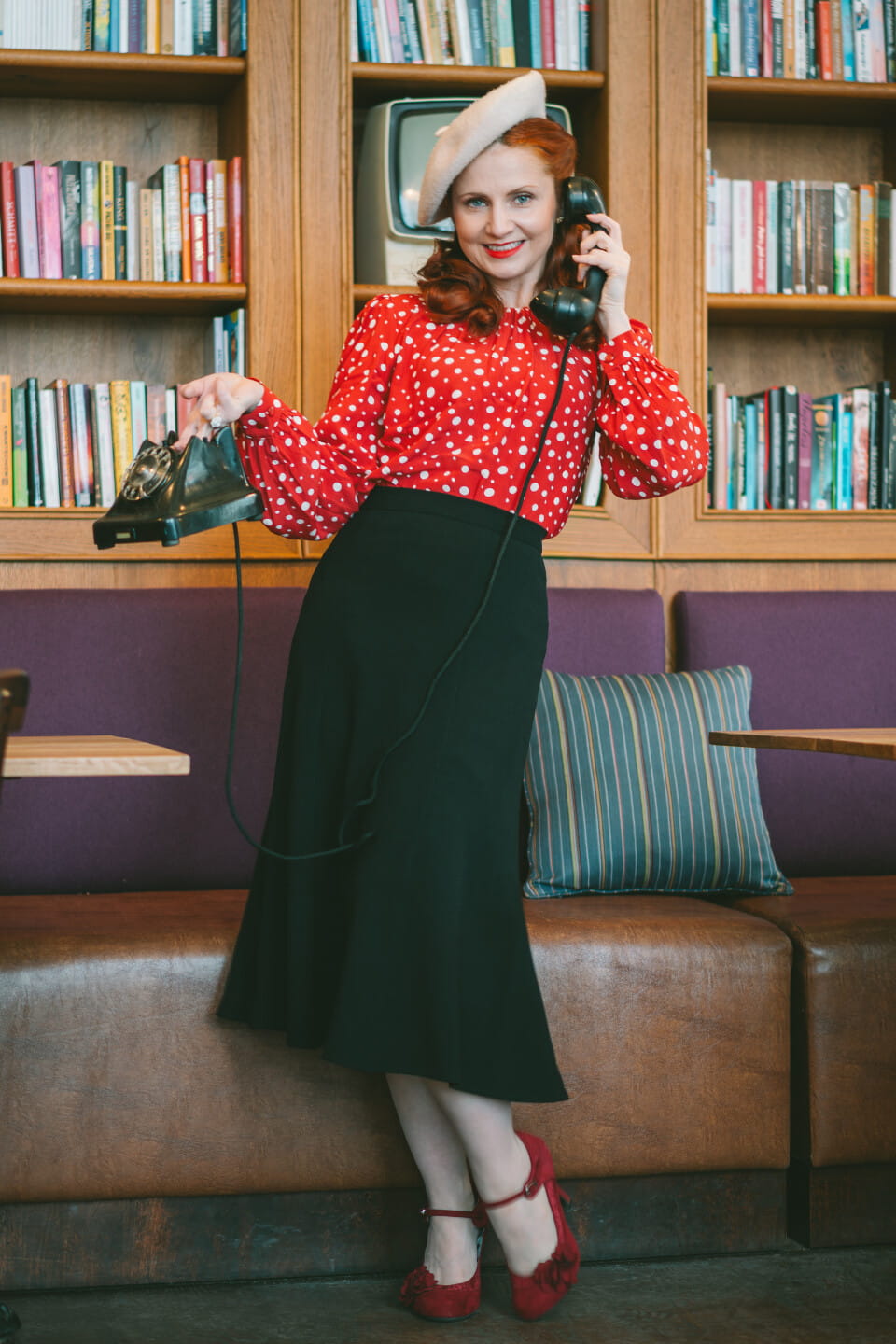 Black Vintage Inspired Below Knee Length Crepe Skirt  | 1930s and 40s Style | Weekend Doll  