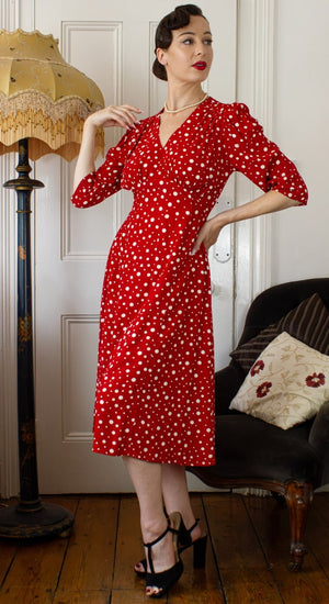 Lauren Dress in Red Polka Dot