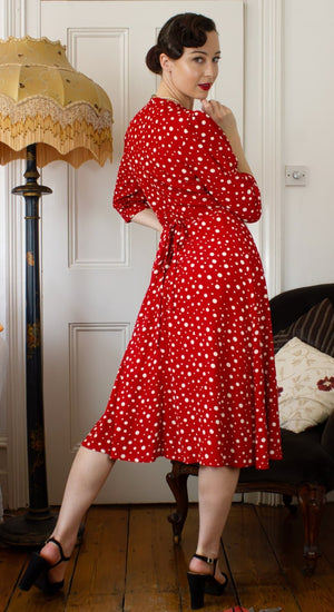 Lauren Dress in Red Polka Dot
