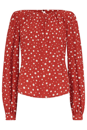 Lauren Blouse in Red Polka Dot