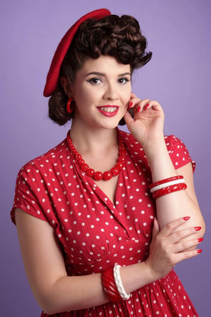 Splendette Midi Red Heavy Carve Fakelite Bangle| 1940s & 50s Style | Weekend Doll 