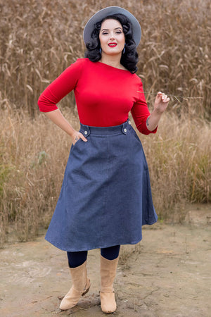 Vintage Western Style Monroe Skirt in Navy Denim I 1930s, 40s and 50s Style | Weekend Doll  