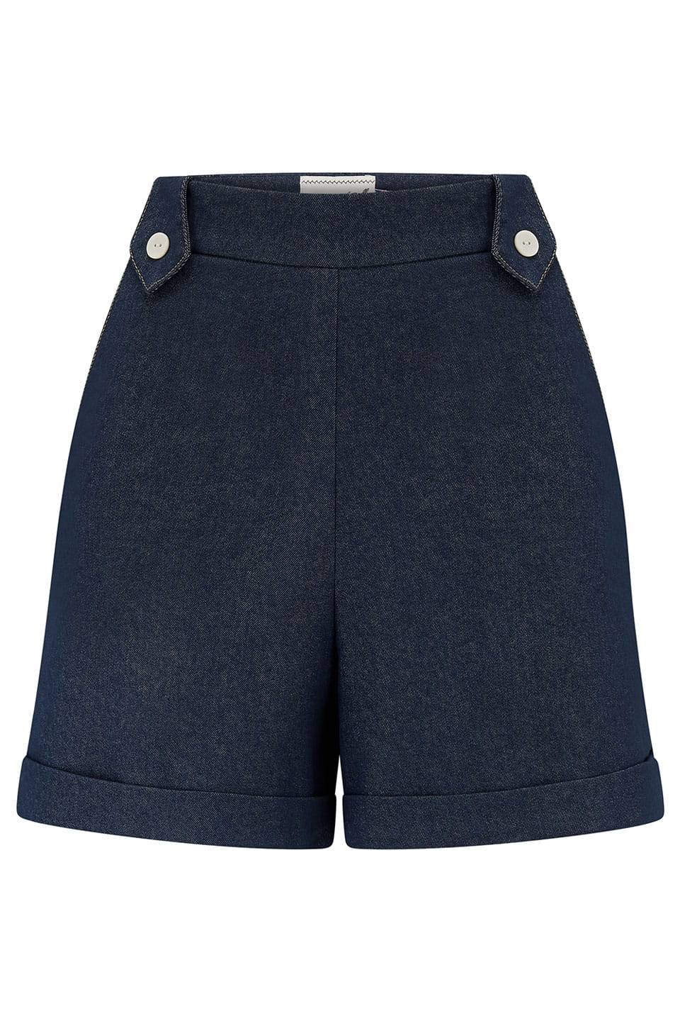 High waist vintage-style navy denim shorts inspired | 1940s and 1950s Style | Weekend Doll