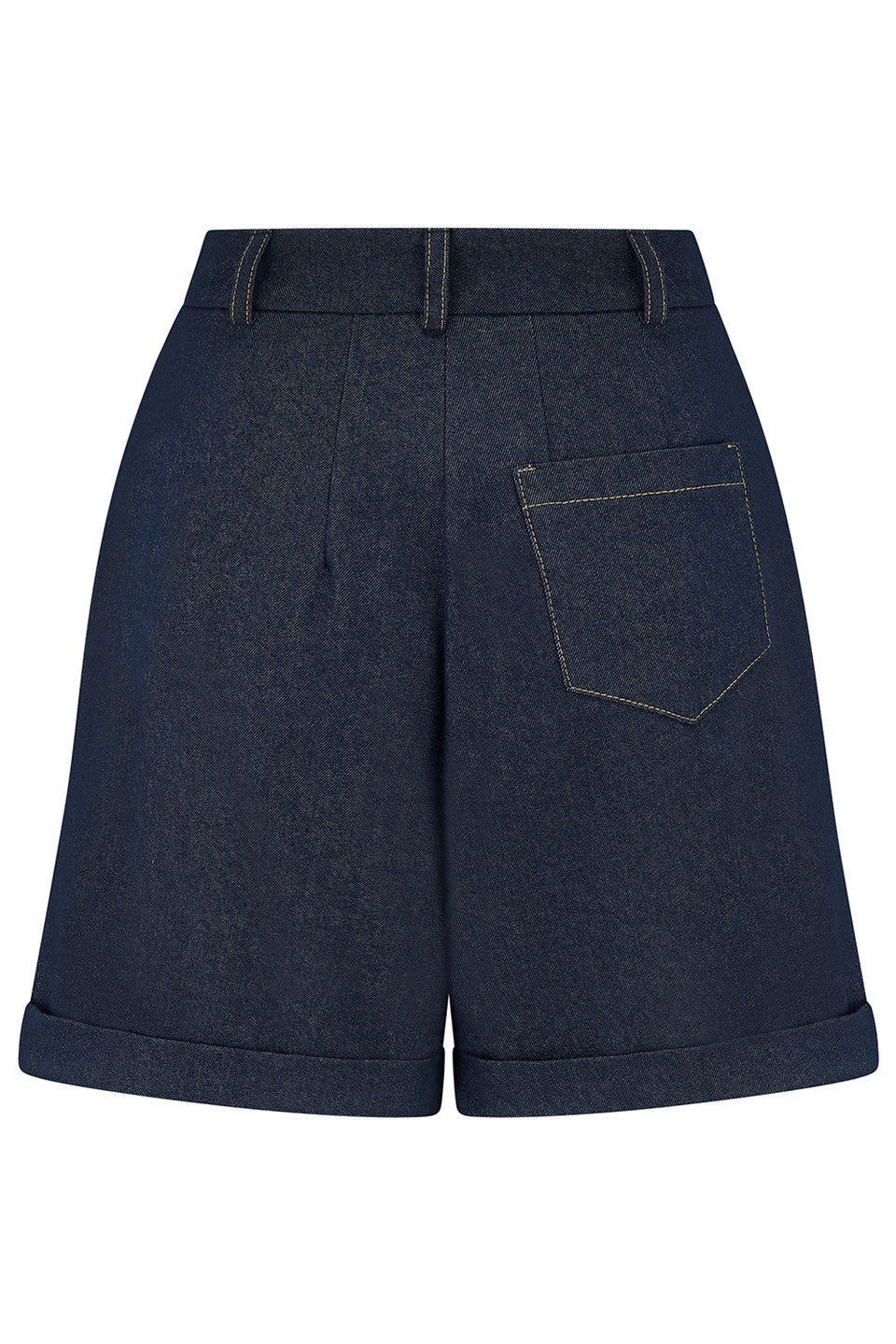 High waist vintage-style navy denim shorts inspired | 1940s and 1950s Style | Weekend Doll