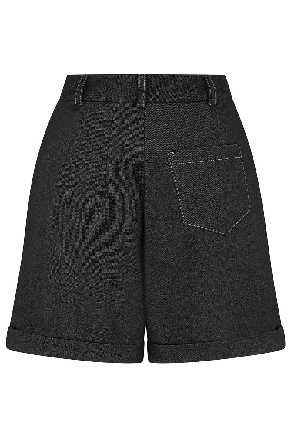 High waist vintage-style navy denim shorts inspired | 1940s and 1950s Style | Weekend Doll