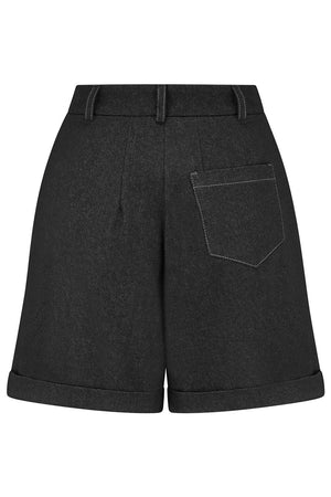 High waist vintage-style navy denim shorts inspired | 1940s and 1950s Style | Weekend Doll
