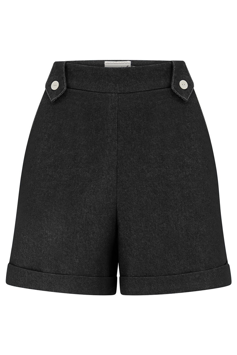 High waist vintage-style black denim shorts inspired | 1940s and 1950s Style | Weekend Doll