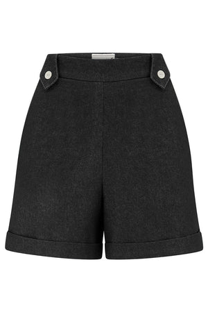High waist vintage-style black denim shorts inspired | 1940s and 1950s Style | Weekend Doll