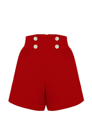 Retro Pin Up Style Sailor High Waisted Shorts In Red | Weekend Doll