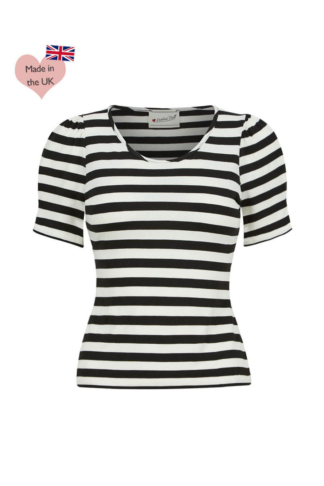 Retro Scoop Neck Black and Ivory Striped Jersey Top  | Retro Pin Up Style | Weekend Doll 