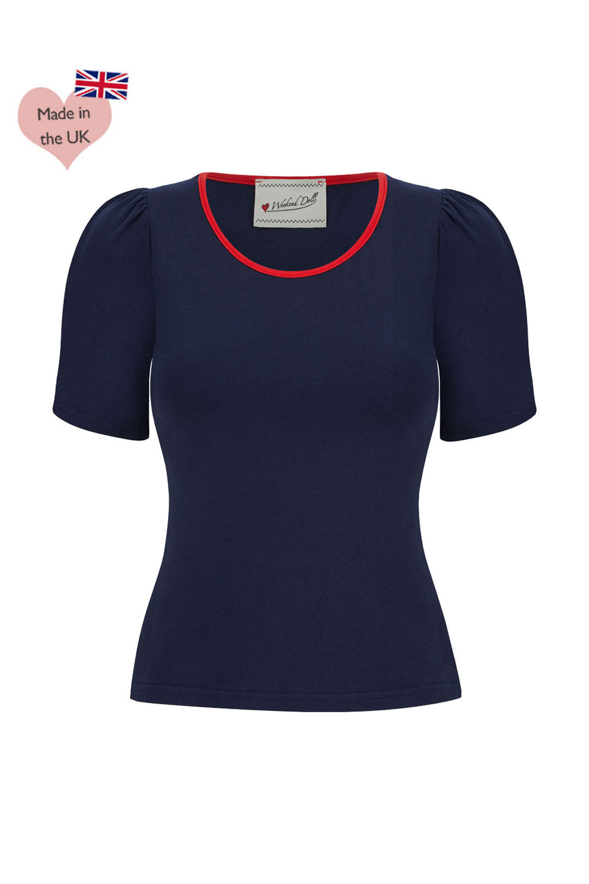 Retro Scoop Neck Navy Jersey Top  | Retro Pin Up Style | Weekend Doll 