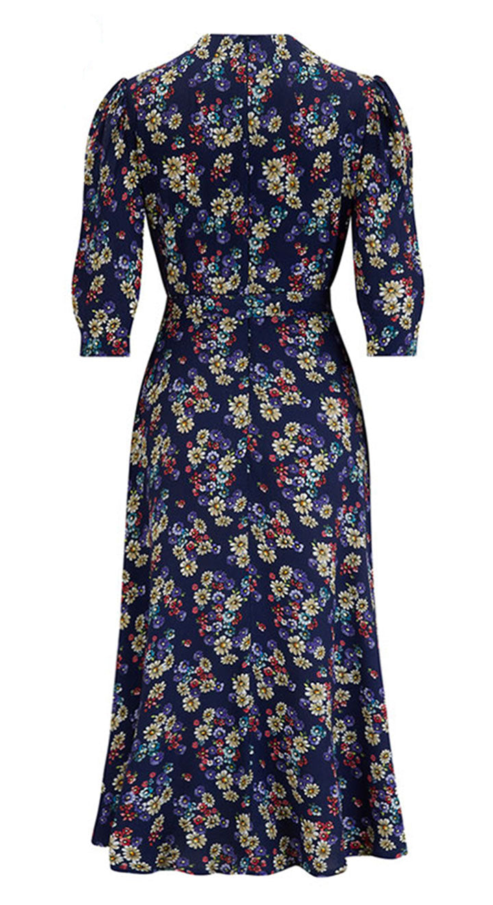 Vintage Inspired Navy Floral Midi Dress | 1930s & 1940s Style | Weekend Doll Vintage Inspired Navy Floral Midi Dress | 1930s & 1940s Style | Weekend Doll